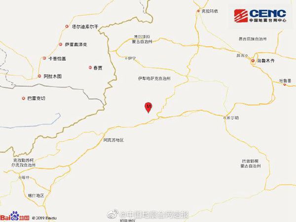 新疆阿克苏地区拜城县发生3.6级地震 震源深度15千米