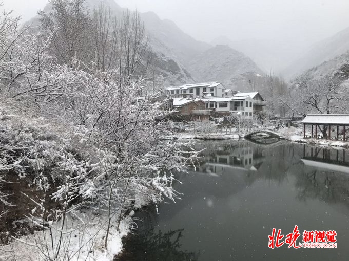 北京多地下雪 门头沟部分树木被雪覆盖最高仅9℃