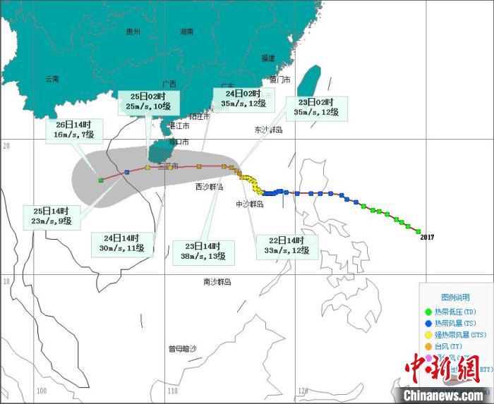 台风“沙德尔”加强为台风级 移速加快并趋向海南岛东南部近海